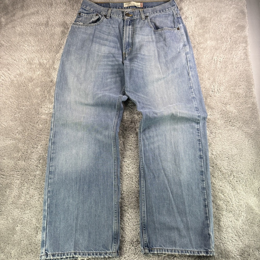 Levi’s 569 Jeans Mens 33x32 Loose Straight Light Wash Distressed Denim Mexico